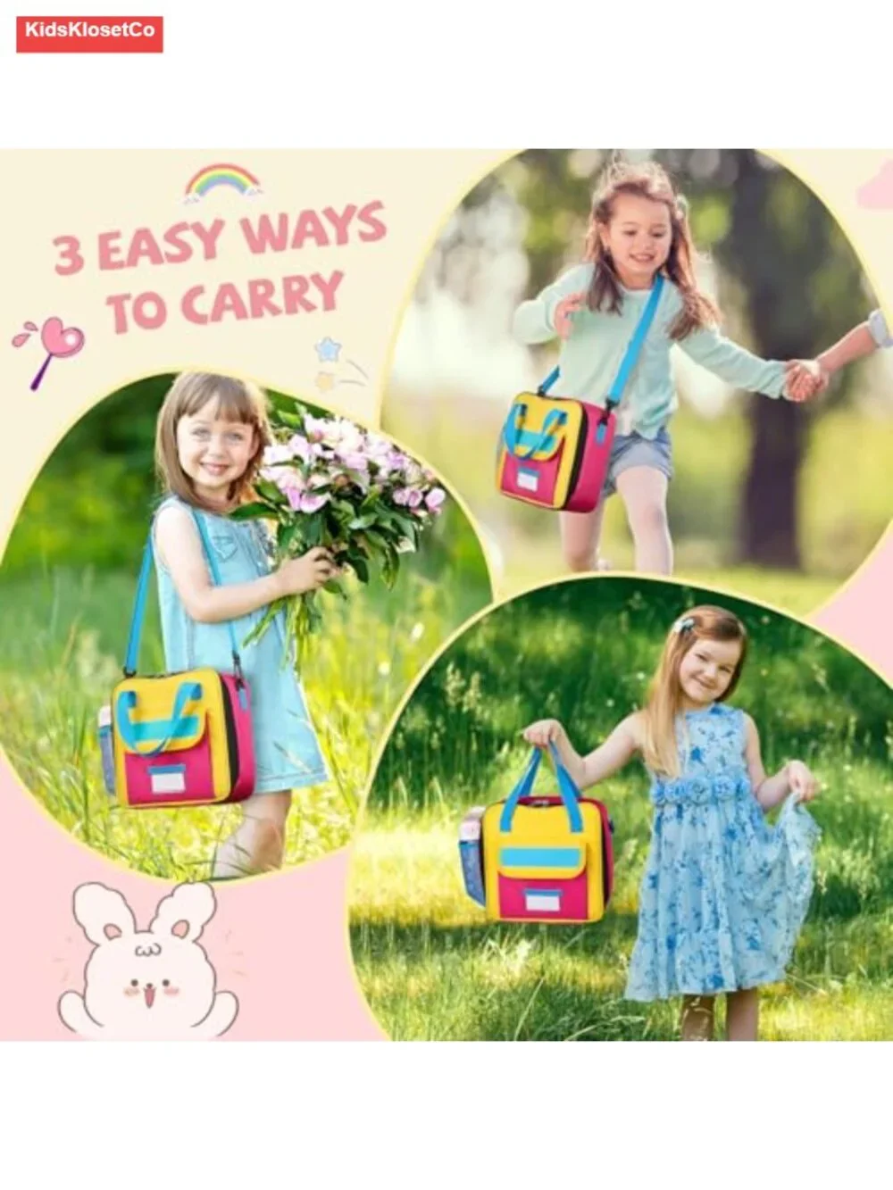 Kids Insulated Lunch Bag with Thermal Lining, Adjustable Strap, BPA-Free